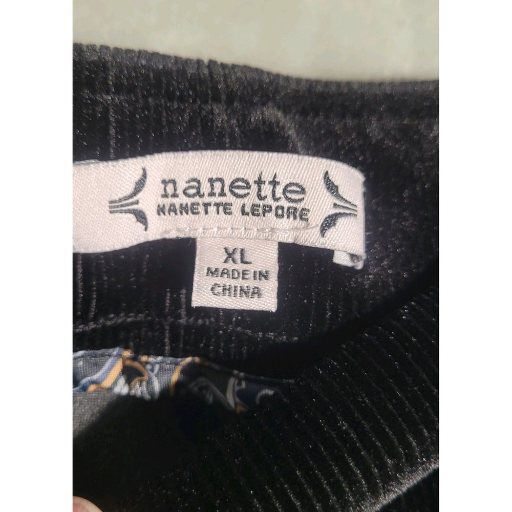 Nanette Lepore Pants Womens XL Black Velvet Corduroy Ribbed Velour Stretchy Soft - Picture 3 of 9